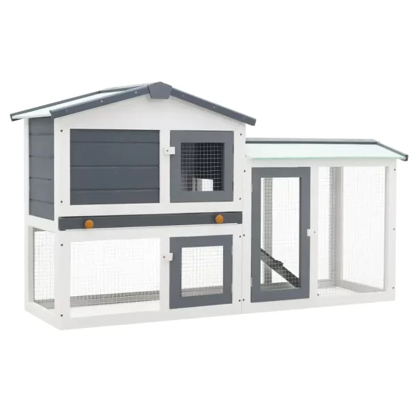 Outdoor Large Wood Rabbit Hutch with Roof